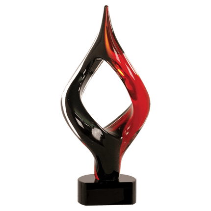 13 1/4" Red & Black Twist Art Glass