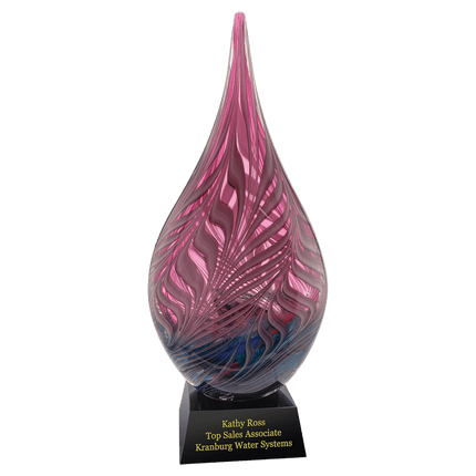 16 1/2" Multi-Color Hollow Raindrop Art Glass