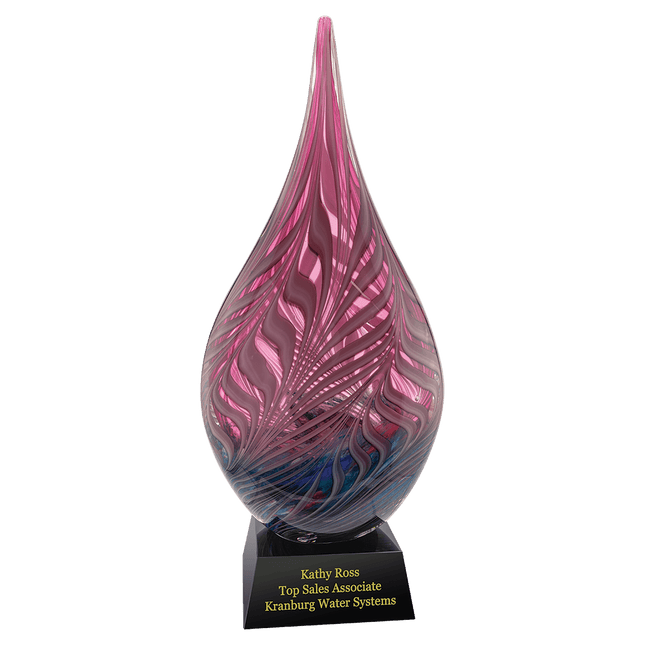 16 1/2" Multi-Color Hollow Raindrop Art Glass