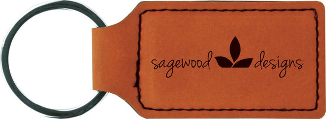 2 3/4" x 1 1/4" Rawhide Laserable Leatherette Rectangle Keychain