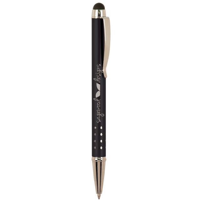Black with Silver Trim Pen with Stylus